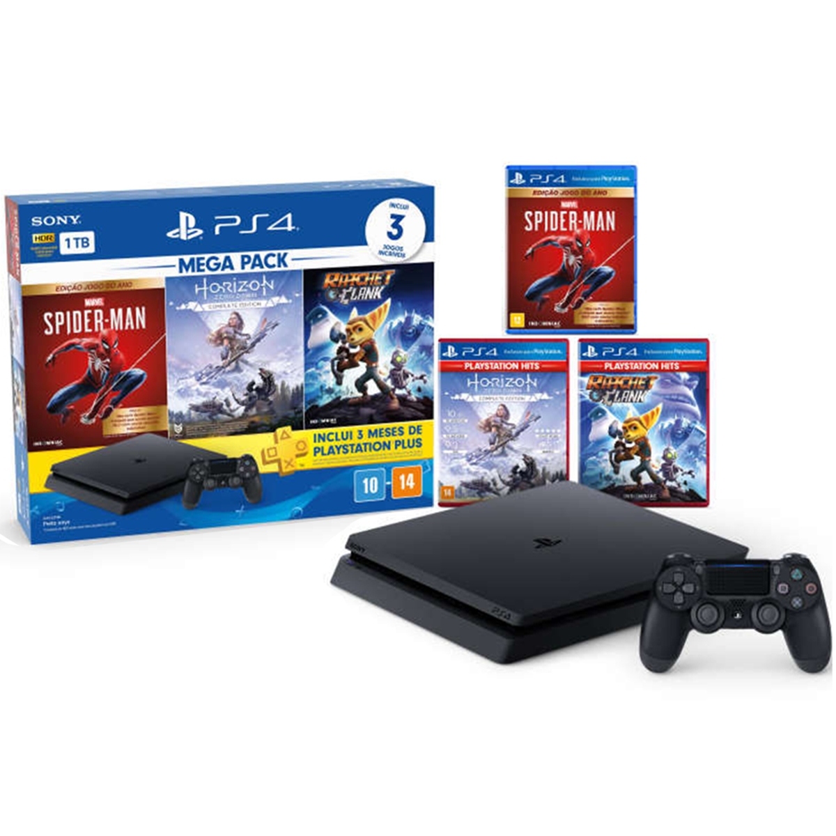 Console Playstation 4 Slim 1TB Mega Pack 4 com 3 Jogos